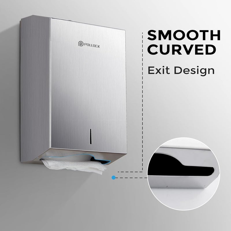 pollock Commercial PaperTowel Holder Dispenser Wall Mount,Stainless Steel Bathroom Paper Towel Holder,Toilet Paper Napkin Holder,C Fold Multifold Trifold Paper Towel Dispenser,Hand Towel Dispenser - Image 5